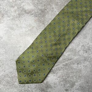 Joseph & Lyman Necktie Men OS‎ Green Floral Silk Geometric Pattern USA Made